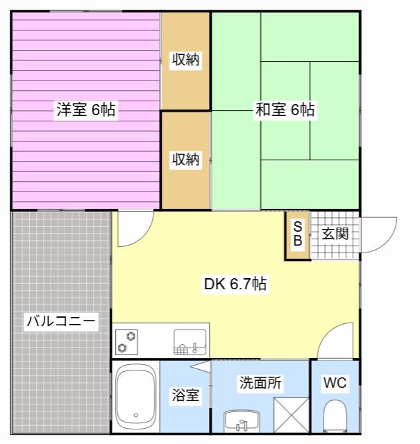 BLOOM COURT(2DK/2階)の間取り写真