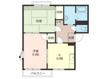 グリーンコート淵江(2K/2階)の間取り写真