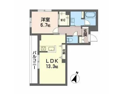 BALLOONFLOWER イースト(1LDK/2階)の間取り写真