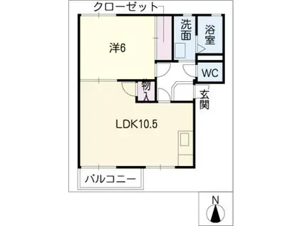 フレグランス七宝(1LDK/2階)の間取り写真