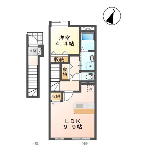 メゾンHAL(1LDK/2階)の間取り写真