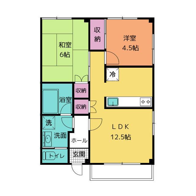 不二ハイツ(2LDK/1階)の間取り写真