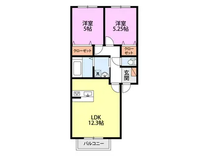 ファーストステージ荻野(2LDK/1階)の間取り写真