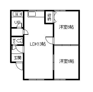 3.1ハウス(2LDK/2階)の間取り写真