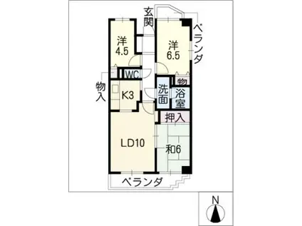 名古屋NSハイツ(3LDK/5階)の間取り写真