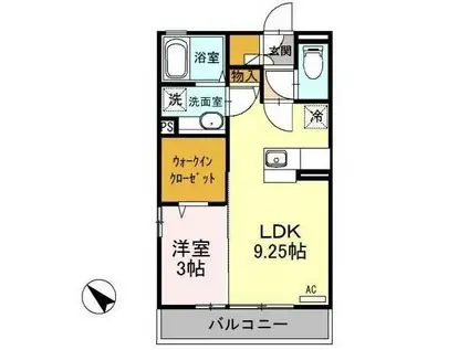 D-ROOM ガッティーノ302(1LDK/3階)の間取り写真