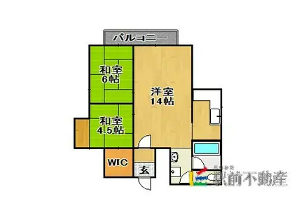 ヒカリノ宮ノ陣(2LDK/3階)の間取り写真