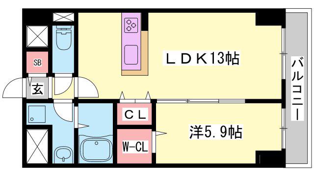 エスペーロ新在家(1LDK/5階)の間取り写真