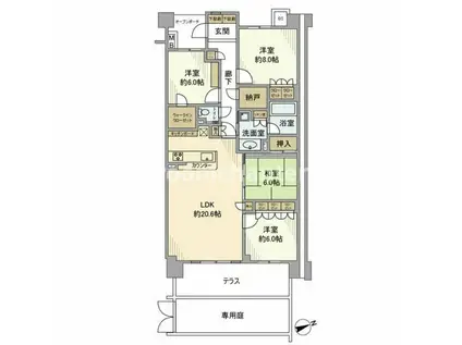 レーベン横浜汐見台ソラノテ(4LDK/2階)の間取り写真