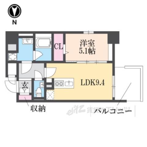 プレミアム菱屋西(1LDK/8階)の間取り写真