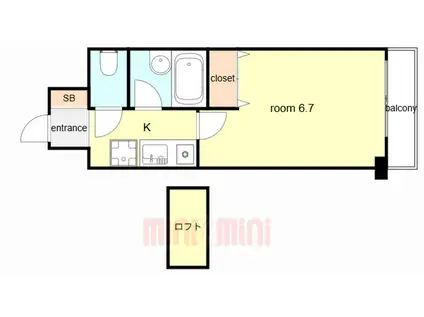 エスリード三宮(1K/10階)の間取り写真