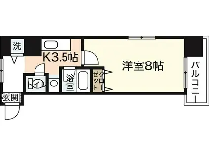 ロアール榎町(1K/4階)の間取り写真