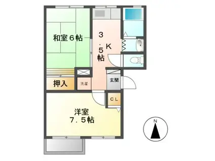 クレッシェンド(2K/2階)の間取り写真