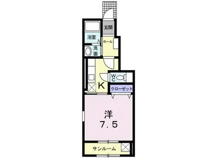 アプローズI(1K/1階)の間取り写真