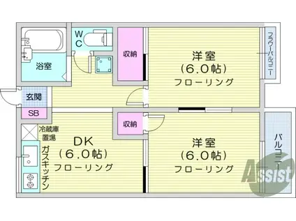 サンプレイス八乙女(2DK/1階)の間取り写真