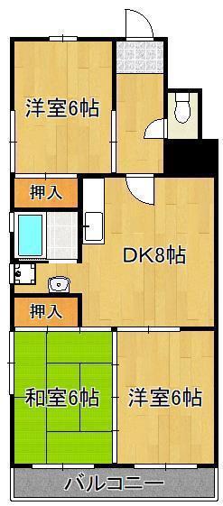 コーポ森山(3DK/5階)の間取り写真