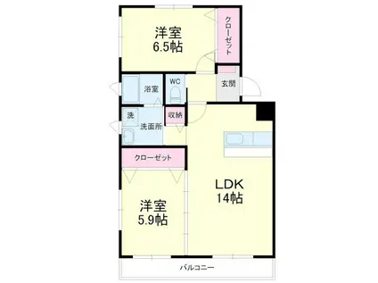 ハイツ・キノト(2LDK/1階)の間取り写真