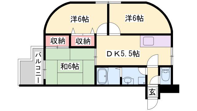 ロイヤルコーポ伊保Ⅱ(3DK/3階)の間取り写真