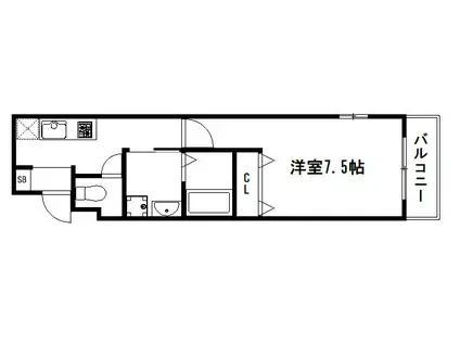 サイプレス西院(1K/5階)の間取り写真