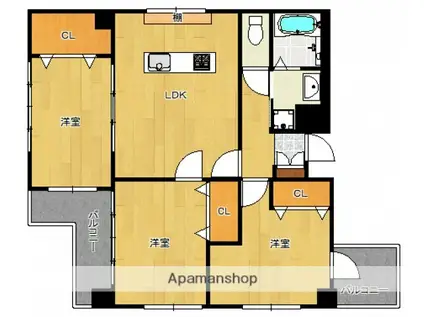 シック薬院(3LDK/6階)の間取り写真