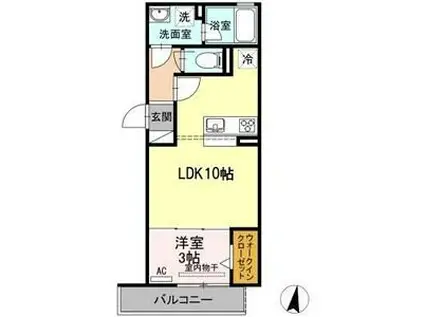 金山アイサンメゾン(1LDK/2階)の間取り写真