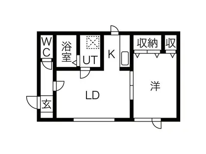 グーテハイムVI(1LDK/2階)の間取り写真