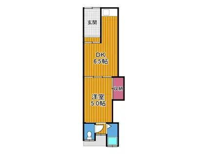 近鉄長野線 富田林駅 徒歩3分 2階建 築52年(1DK/2階)の間取り写真