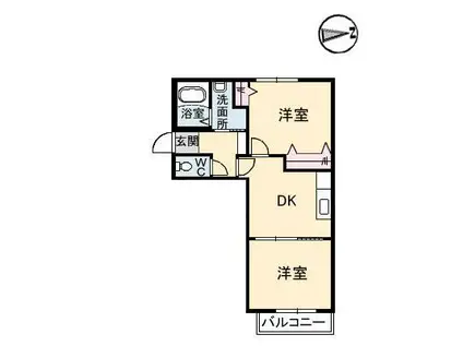 アマービレ 5TH(2DK/2階)の間取り写真