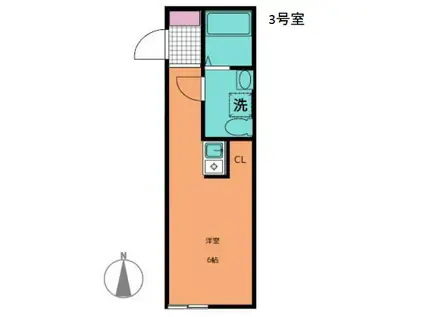 パラディーゾ戸田(ワンルーム/2階)の間取り写真