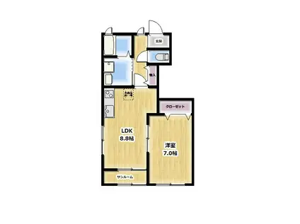 テレサCO(1LDK/1階)の間取り写真