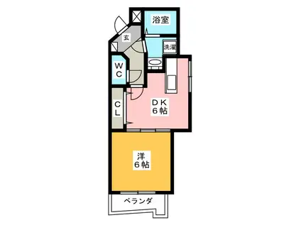 ウッドベルタワー(1DK/4階)の間取り写真