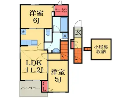 メゾンドスリジエ2(2LDK/2階)の間取り写真