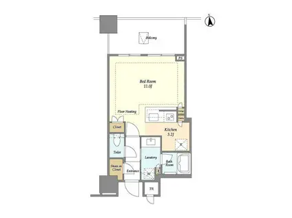 白金ザ・スカイ(ワンルーム/12階)の間取り写真