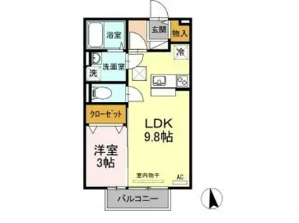 セブンII棟(1LDK/1階)の間取り写真