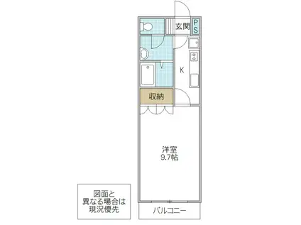 ブランヴェール(1K/2階)の間取り写真