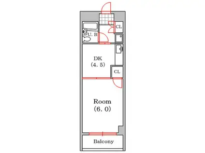 メゾントキワ(1DK/6階)の間取り写真