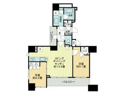 リビオ東京コアプレイス(2LDK/4階)の間取り写真