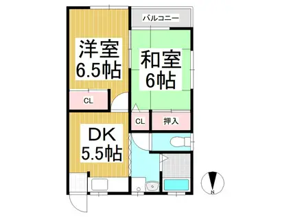 CHOCOLAT(2DK/2階)の間取り写真