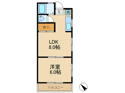 冨永マンション(1LDK/2階)の間取り写真