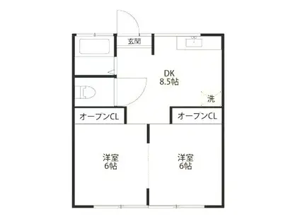 西丸山TERACE(2DK/1階)の間取り写真