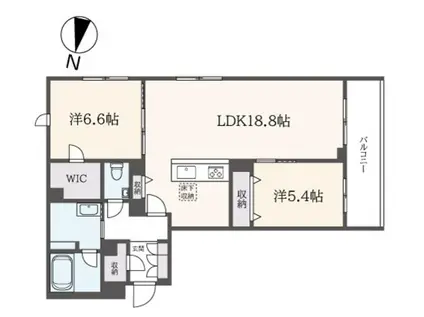 ホクレア分倍河原(2LDK/1階)の間取り写真