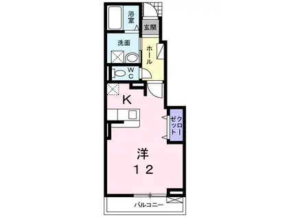 リトム・クラ一ジュ(ワンルーム/1階)の間取り写真