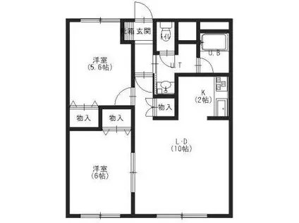 ピュアパレス川原(2LDK/2階)の間取り写真