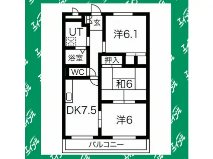 エクセルメゾンA(3DK/2階)の間取り写真