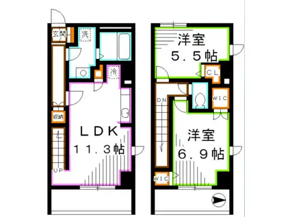 シルフィッド(2LDK/4階)の間取り写真