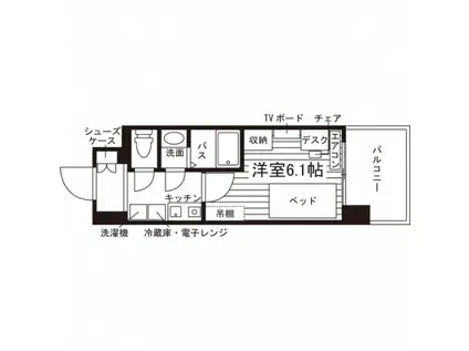 学生会館 GRAN PINO神戸学園都市(1K/9階)の間取り写真