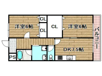 南コヤマビル(2DK/4階)の間取り写真