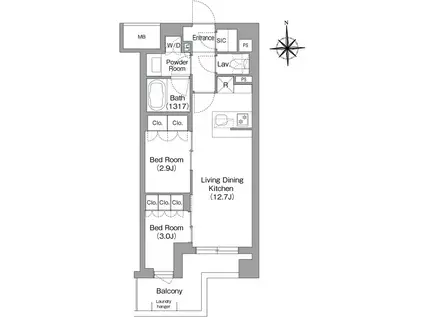 コンフォリア・リヴ大森西(2LDK/4階)の間取り写真