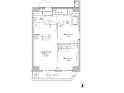 PROUD FLAT浅草橋 (2LDK/10階)の間取り写真