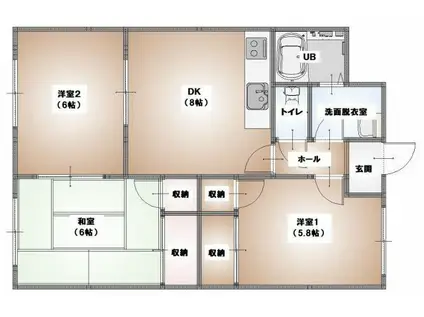 メゾン・ド・エスポワール(3DK/3階)の間取り写真